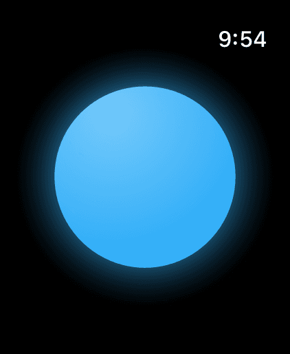 Ersha on Apple Watch, showing the blue light that means you are in the zone